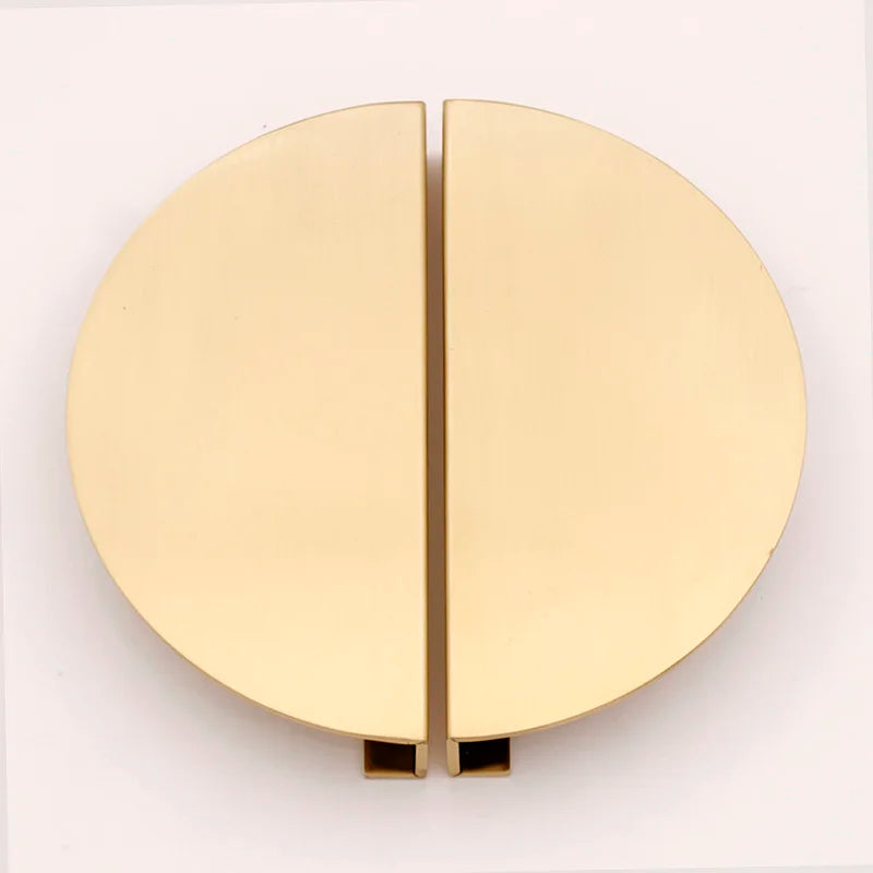 2pcs/Set H65 Round Semicircle Solid Brass Cabinet Knobs Handles Drawer Furnitures Cupboard Wardrobe Knobs Book Cabinet Door Pull