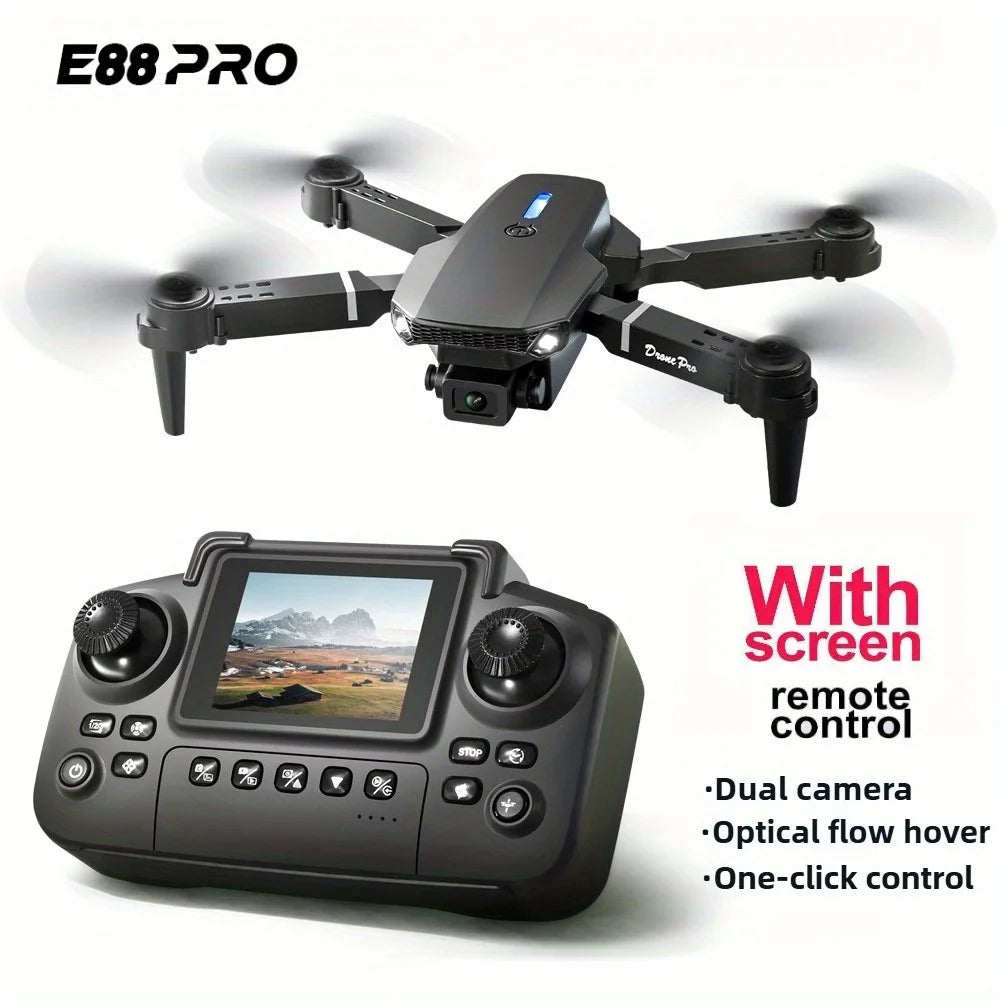 E88 Pro RC Drone WiFi FPV Height Hold Foldable Obstacle Avoidance 4K Wide-Angle HD Camera Quadrotor Helicopter Children's Toys
