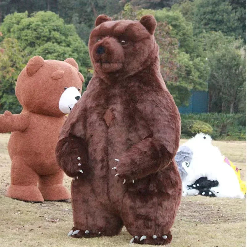 2m Inflatable Brown Bear Mascot Costume Adults Walking Doll Clothes Black Bear fancy Dress Halloween Carnival Party Outfits