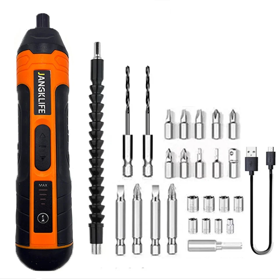 JANGKLIFE Cordless Electric Screwdriver Rechargeable 1300mah Lithium Battery Mini Drill 3.6V Power Tools Set