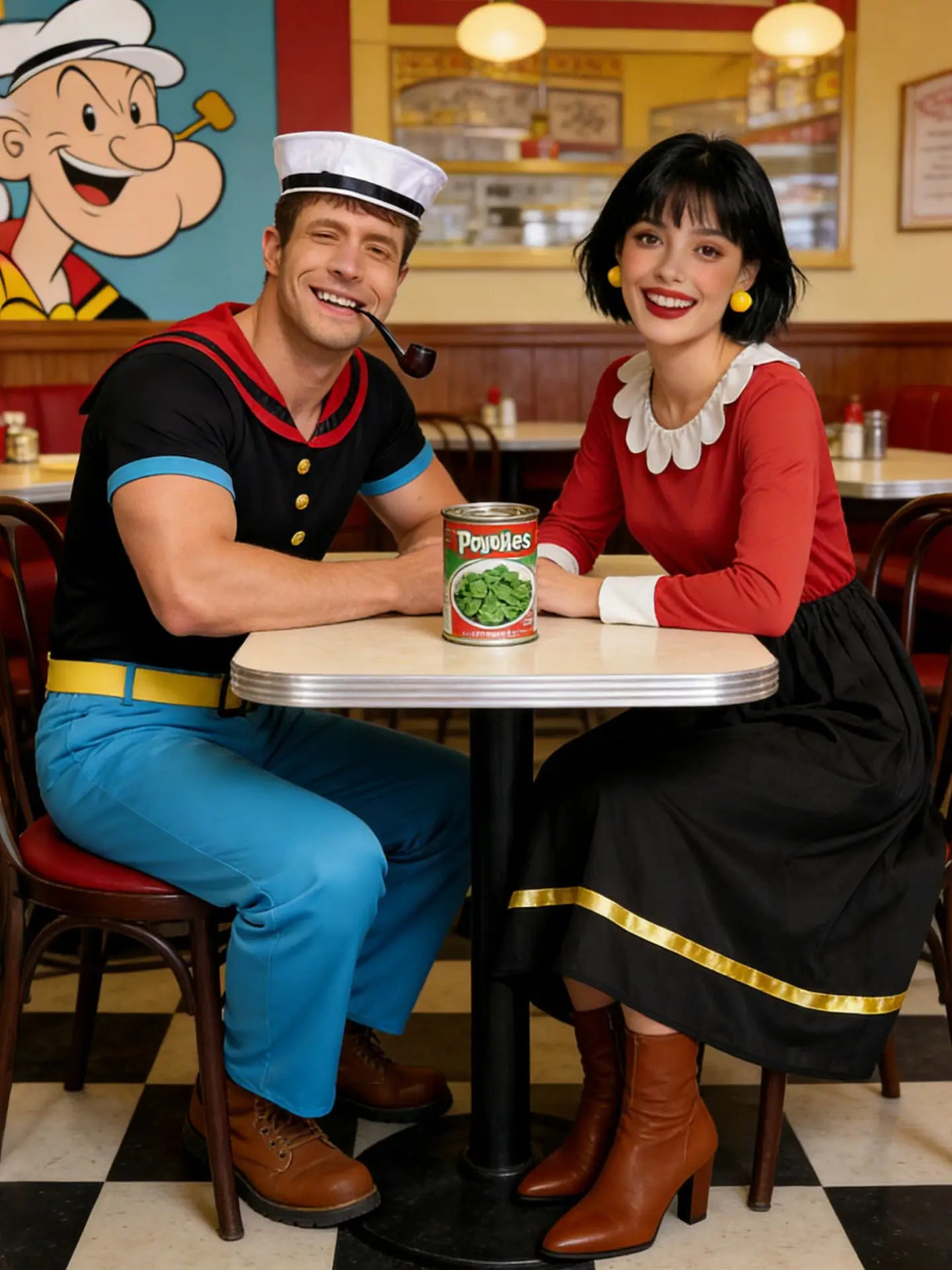 Carnival Halloween couple costume cosplay Popeye role-playing sailor costume couple stage performance costume