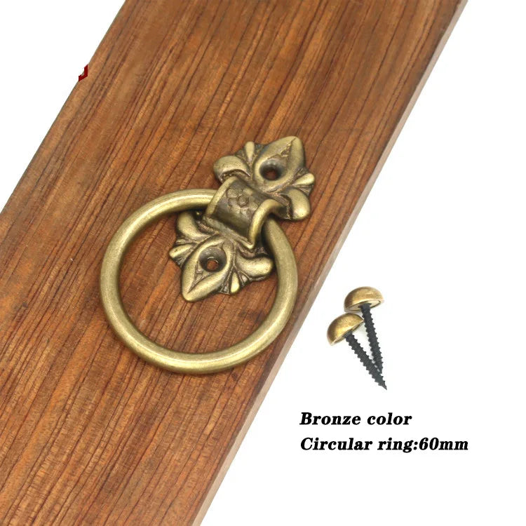 Old Ring Door Knocker Brass Bronze Knob for Cabinet Classics Gate Round Ring Handle Retro Entrence Door Knock Home Hardware