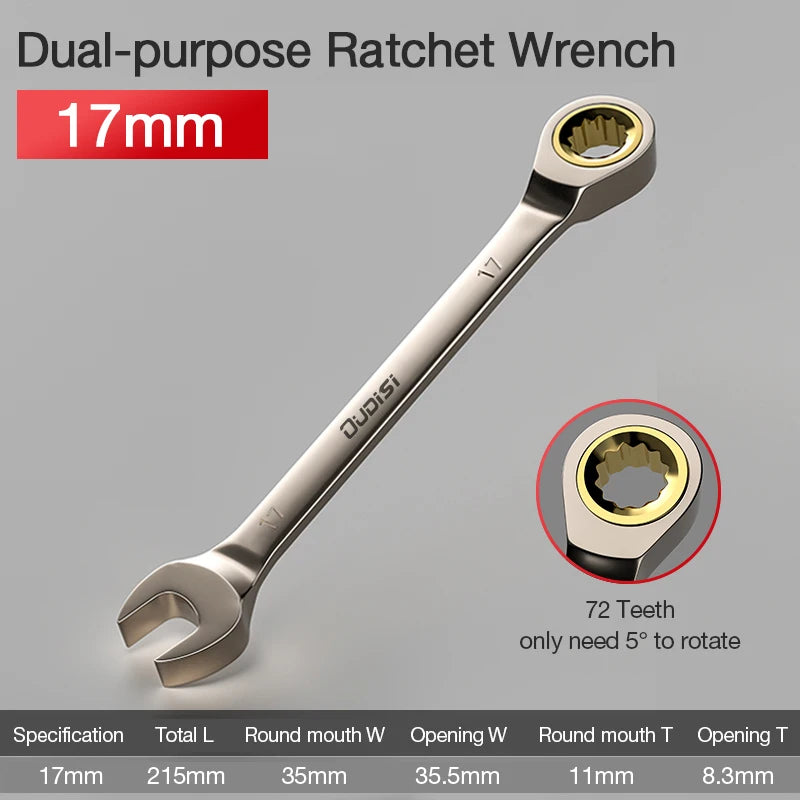 1Pc Key Wrench Flexible Golden Ratchet Wrenches Torque Universal Spanners for Car Repair Tools Metric Hand Tool