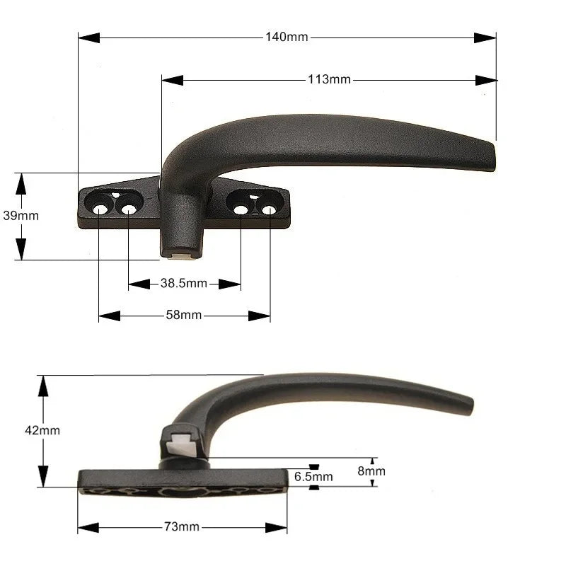 ZEXEF Left Right Handle Wide Aluminum Alloy Hand for Window Universal 15mm Accessories Building Armed Hardware Doors Adhesive