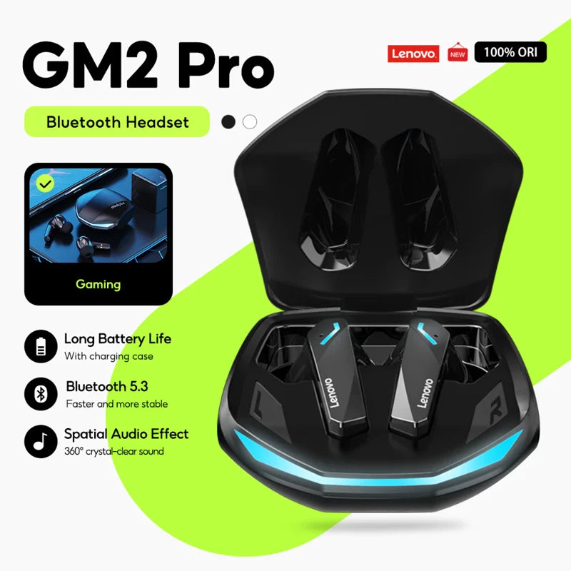 Lenovo GM2 PRO Bluetooth Headset for Game 5.3 Spoit Headset Dual Mode HD Call Noise Reduction Earbuds with Mic Music Earphories