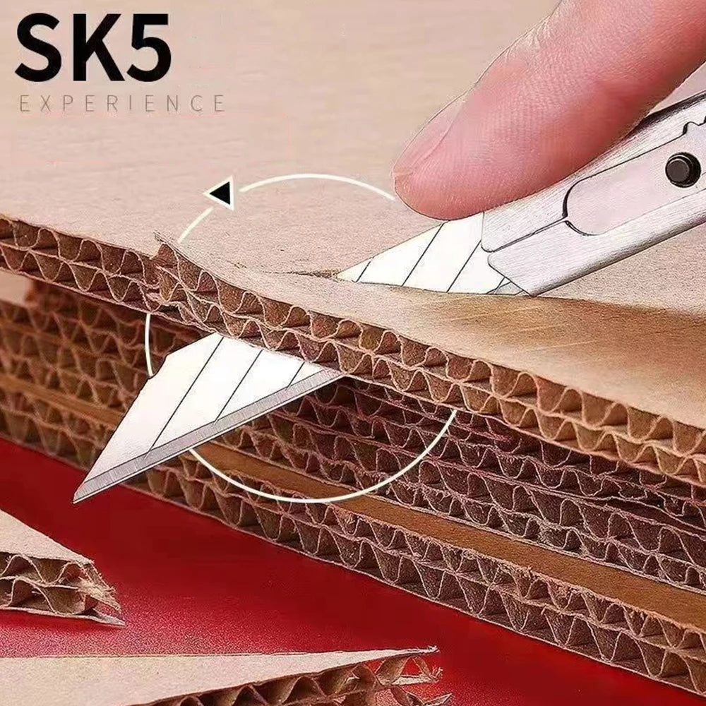 10PCS 30 60Degree Retractable Box Cutter 9MM Blade Utility Knife Carbon Steel Self-Locking Design Cutting Tools Wallpaper Carton