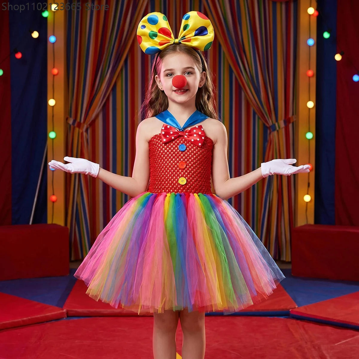 Funny Circus Clown Costume for Chicas Carnival Party Dresses Naughty Joker Cosplay Halloween Costume Enfant Fancy Tutu Dress Up