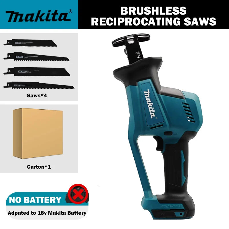 Makita DJR189 18V Cordless Electric Reciprocating Saw Brushless Rechargeable Wood Metal Cutting Saw Portable Saw Power Tool