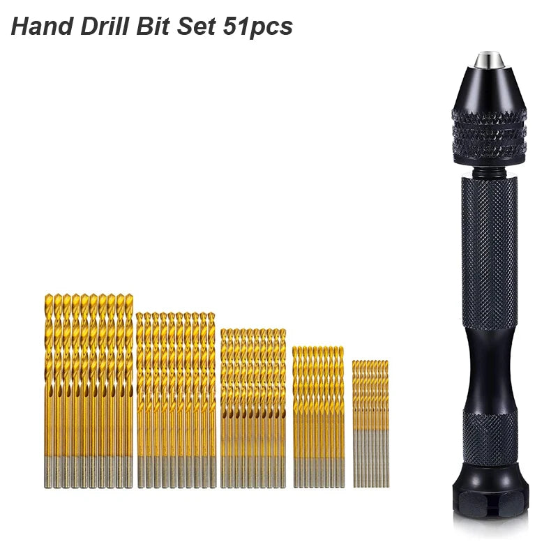 Micro Mini Pin Vise Hand Drill Twist Bit PCB Set Rotary Tool For DIY Craft Carving Resin Polymer Clay Plastic Jewelry Making