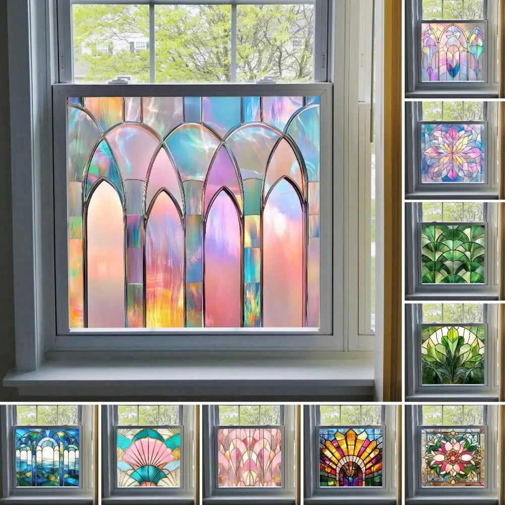 Stained Glass Static Window Privacy Film Sun Blocking Glass Cling Waterproof PVC Home Bathroom Window Covering Film Sticker