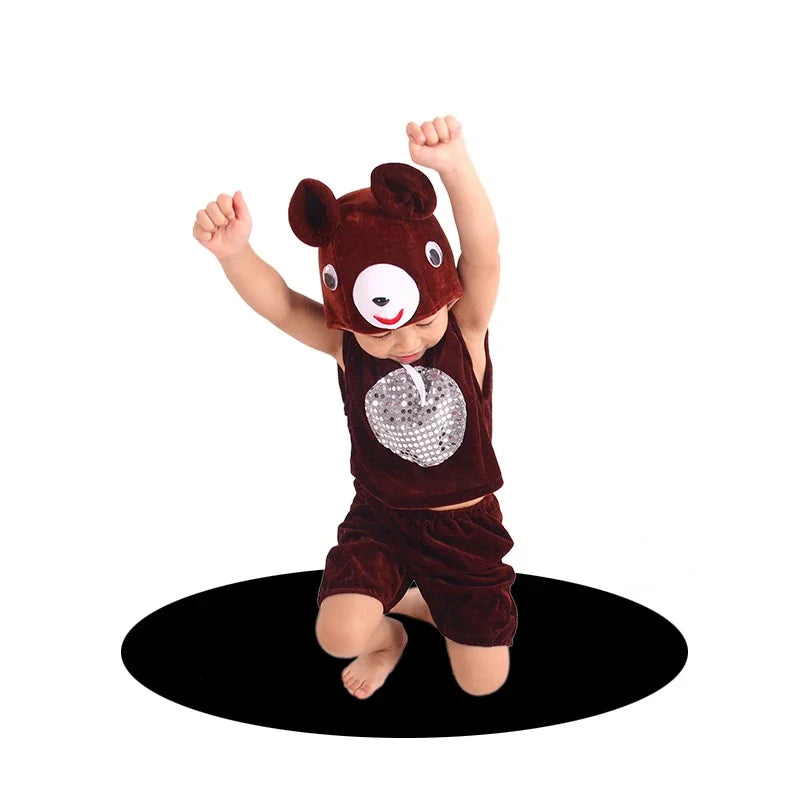 Boy Girls Children Animal Costume Cosplay Performance Props Clothing Grasshopper Mantis Bear Kangaroo Panda Squirrel Elephant
