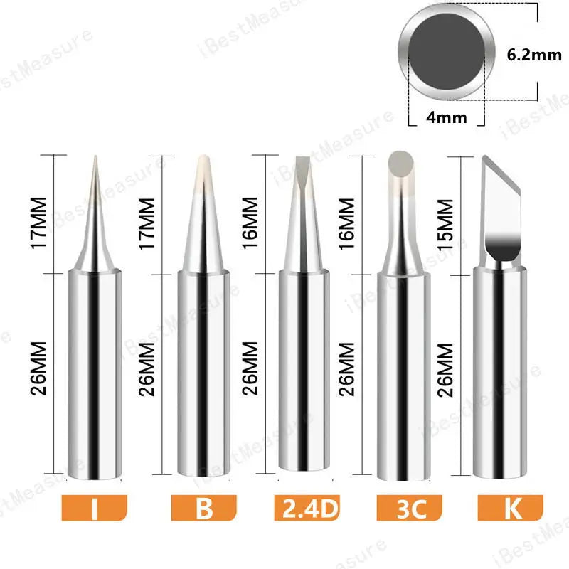 5pcs 900M-T Pure Copper Soldering Iron Tip Lead-free Solder Tips Welding Head BGA Soldering Tools Branding Iron
