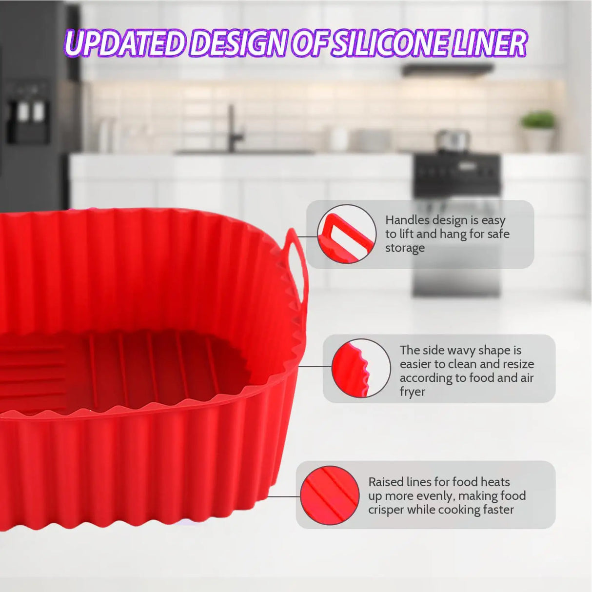 21cm Silicone Air Fryer Liners Square Non Stick Reusable Basket for Pizza Roasting Baking Easy Clean Heat Resistant Accessories