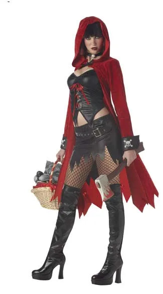 Adult Halloween Costume Dress - include red textured microsuede black bustier black mini skirt choker