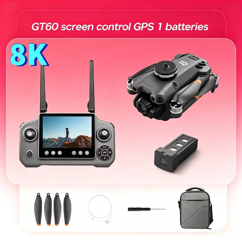 Lenovo GT60 GPS Foldable RC Quadcopter 4.3 Inch Screen 4K HD 8K Brushless Airdrop 5G FPV Dual Camera Drone High Quality PremiumX