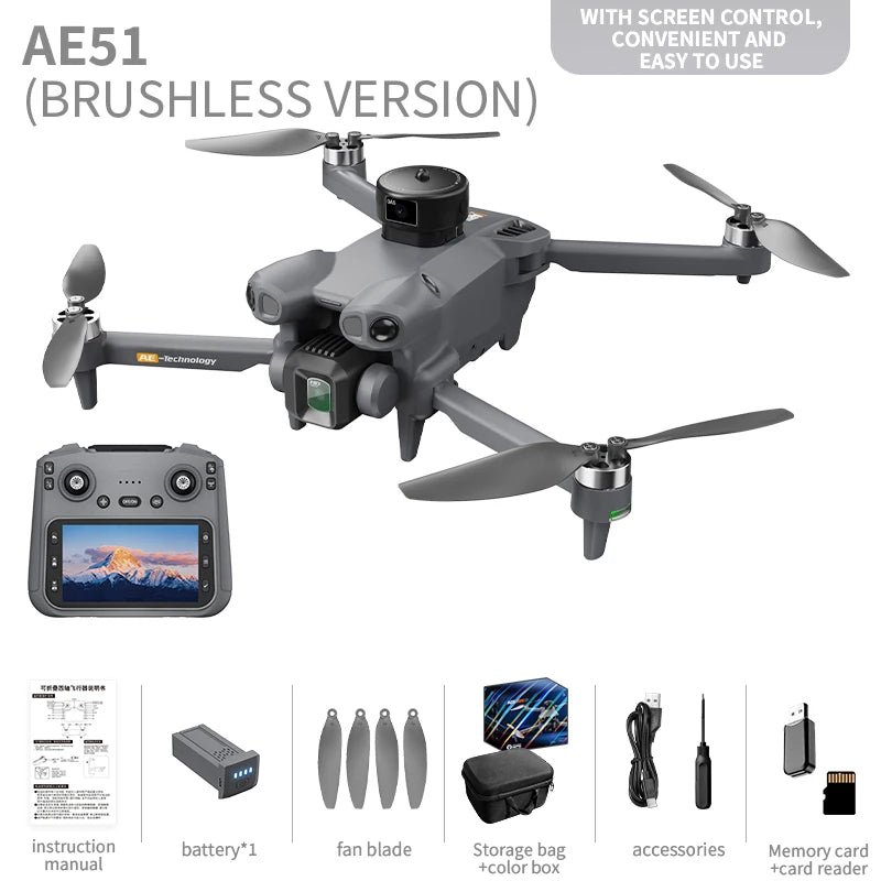 New Brushless GPS Drone High Definition Aerial Photography Screen Control Obstacle Avoidance Remote Control Aircraft