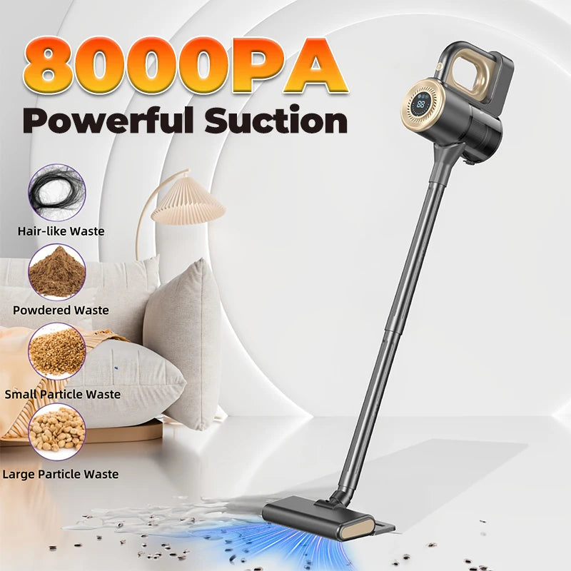 Multifunctional Handheld Vacuum Cleaner, 8Kpa Super Suction Power, 6000Mah Battery USB Charging, Brushless Motor, Adjustable Rod-Type Carpet Cleaner, Household Cleaning Tool