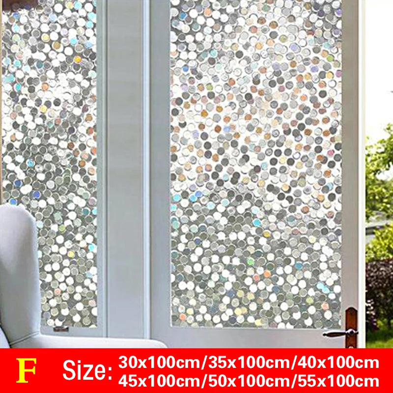 30-55*100cm PVC Self-adhesive No Glue Static Stick 3D Adsorption Window Film Anti-uv Stickers Privacy Blocking Waterproof