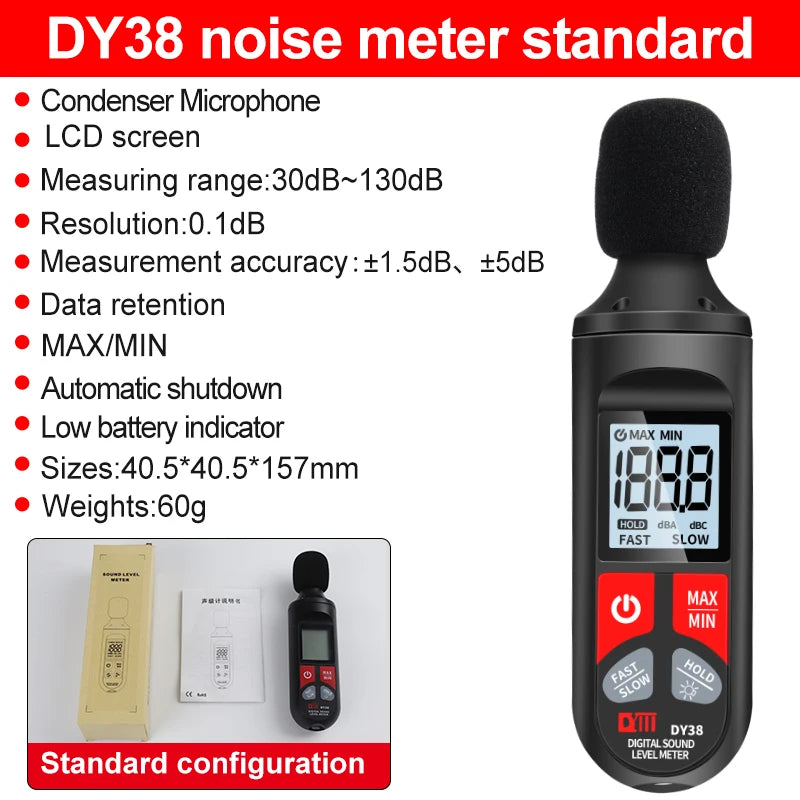 Digital Sound Level Meter Audio Level Meter Sonometro Sound Meter Decibelimetro 30-130dB Decibel Meter Portable Noise Meter