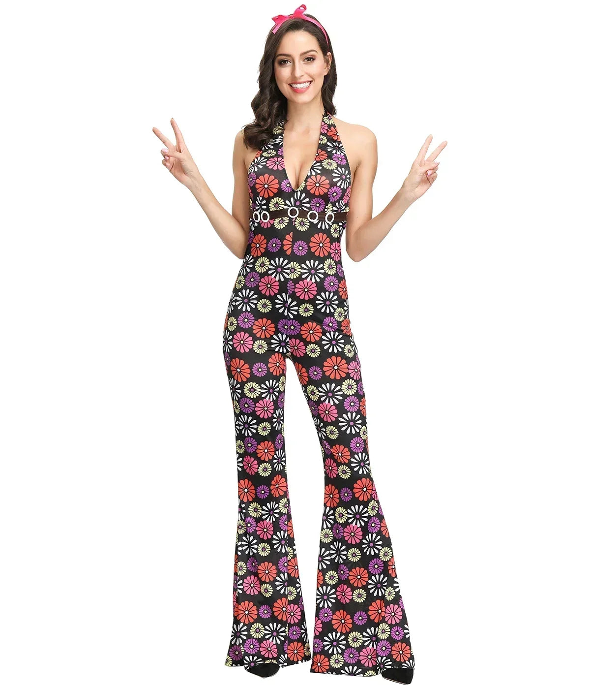 Halloween Cosplay Costumes 70s 80s Disco Couple Costume Vintage Hippies Costume Men Women Music Festival Party Fancy Dress