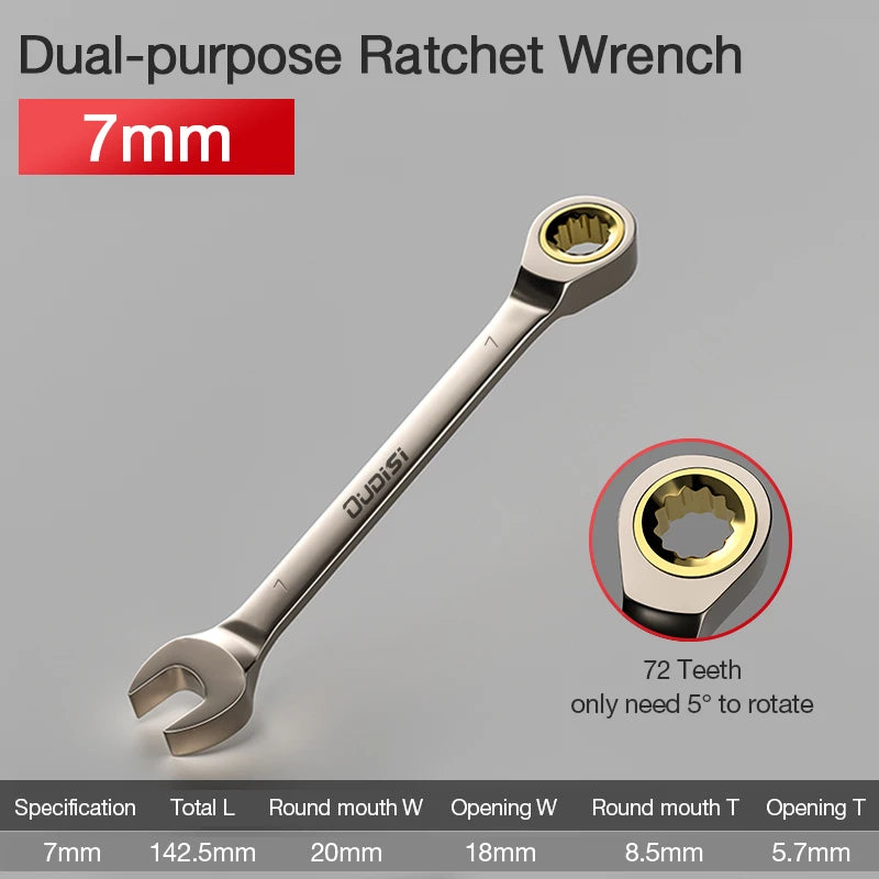 1Pc Key Wrench Flexible Golden Ratchet Wrenches Torque Universal Spanners for Car Repair Tools Metric Hand Tool