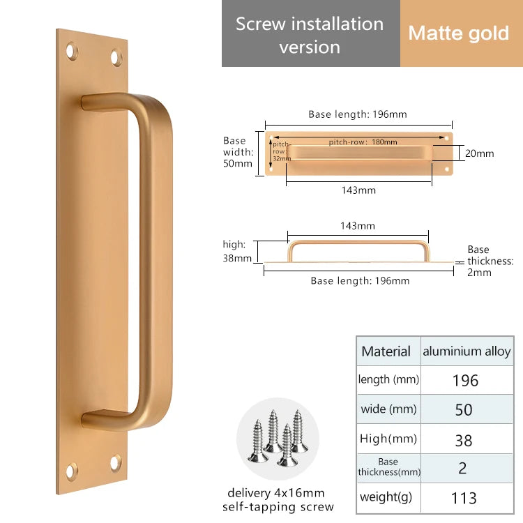 Self-adhesive Aluminum Alloy Door Handle Toilet Door Window Cabinet Sliding Door Barn Door Punch-free Pulls