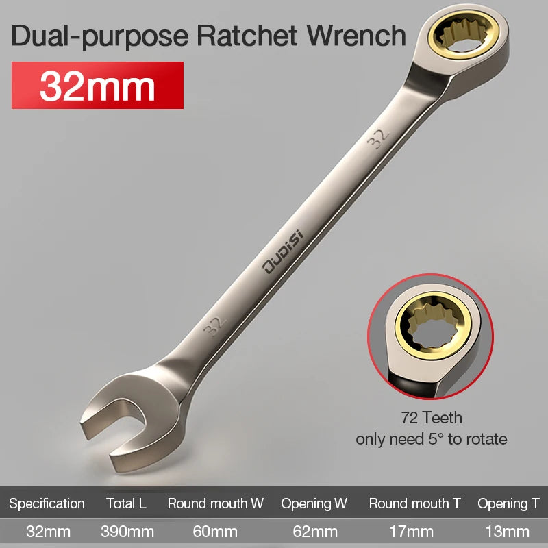 1Pc Key Wrench Flexible Golden Ratchet Wrenches Torque Universal Spanners for Car Repair Tools Metric Hand Tool