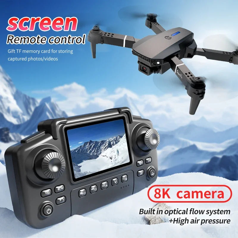 Professional E88 PRO Drone with screen 8K HD Camera WiFi FPV Foldable RC Quadcopter Helicopter Toy for Kids Adults Outdoor Gifts