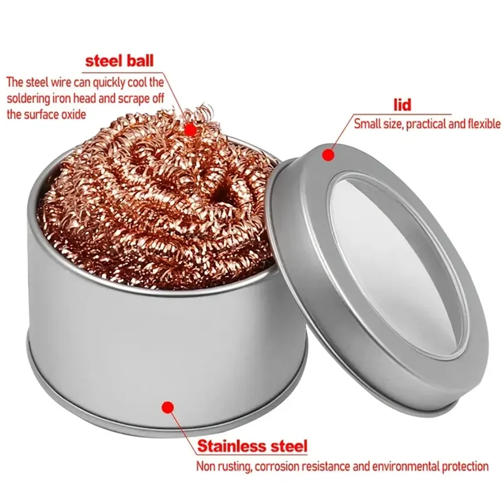 Soldering Iron Tip Cleaner Non-Slip Solder Tip Cleaning Wire Ball Tin Remove For Cleaning Soldering Irons And Tips