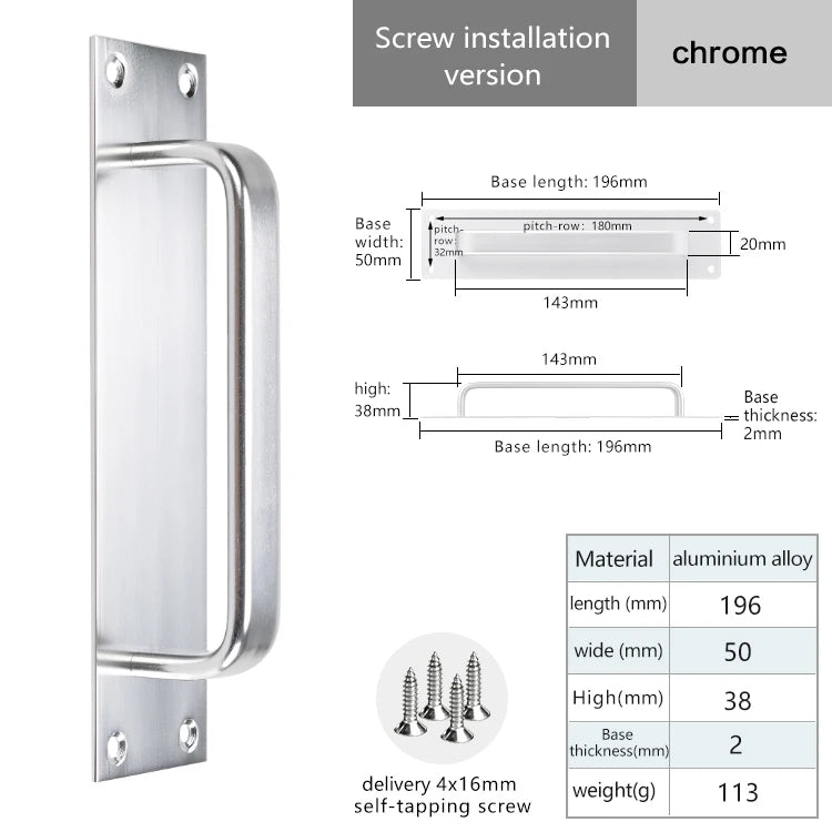 Self-adhesive Aluminum Alloy Door Handle Toilet Door Window Cabinet Sliding Door Barn Door Punch-free Pulls