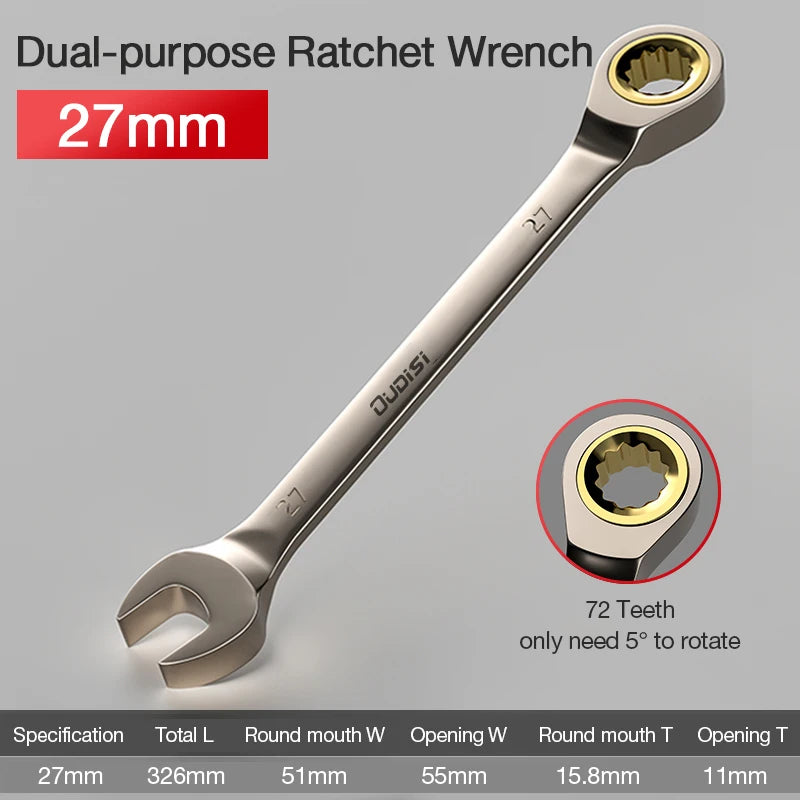 1Pc Key Wrench Flexible Golden Ratchet Wrenches Torque Universal Spanners for Car Repair Tools Metric Hand Tool