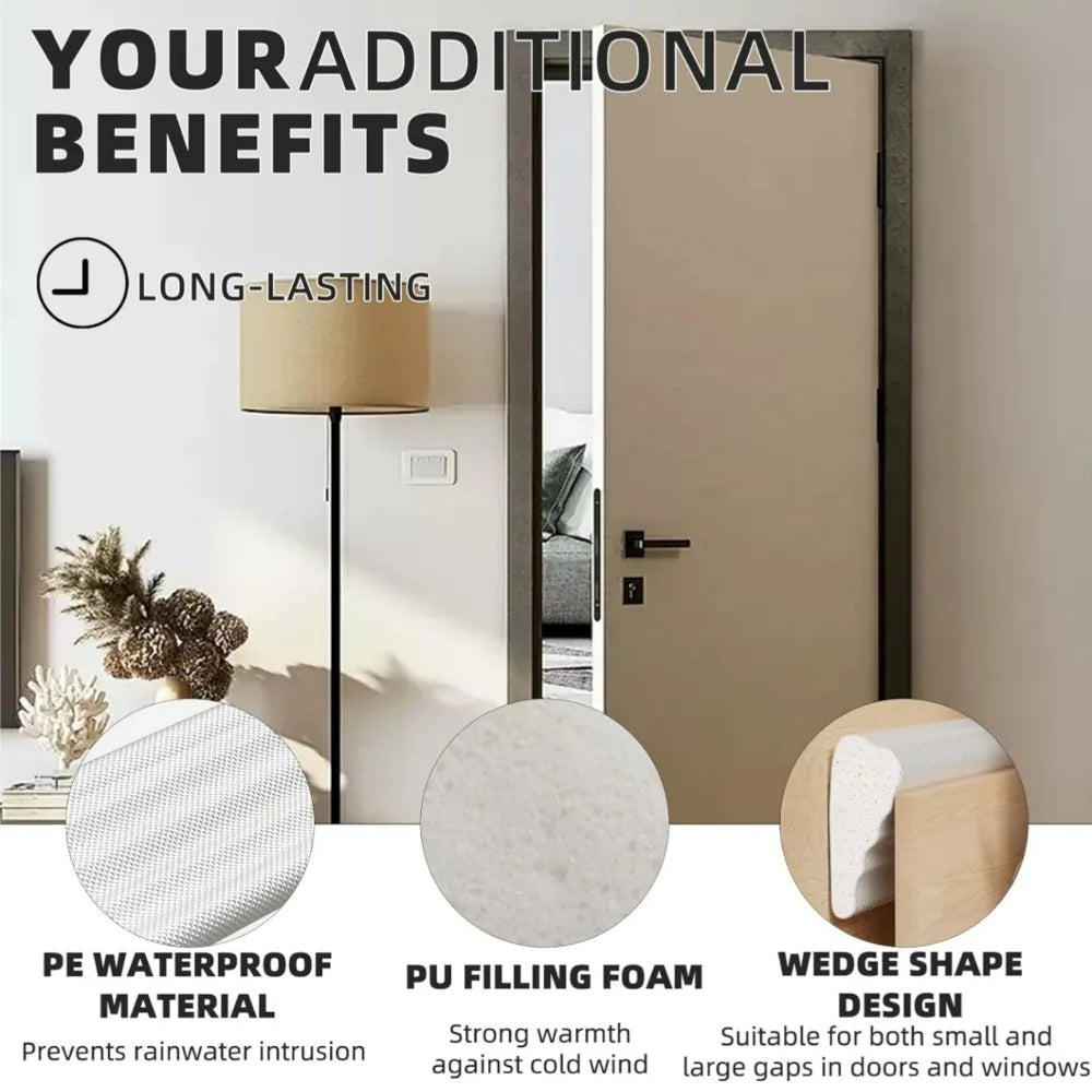 20M/2M Window Weather Seal Strip Acoustic Foam Sealing Strip White For Door Windows Windproof Soundproof Cotton Seal Gap Filler