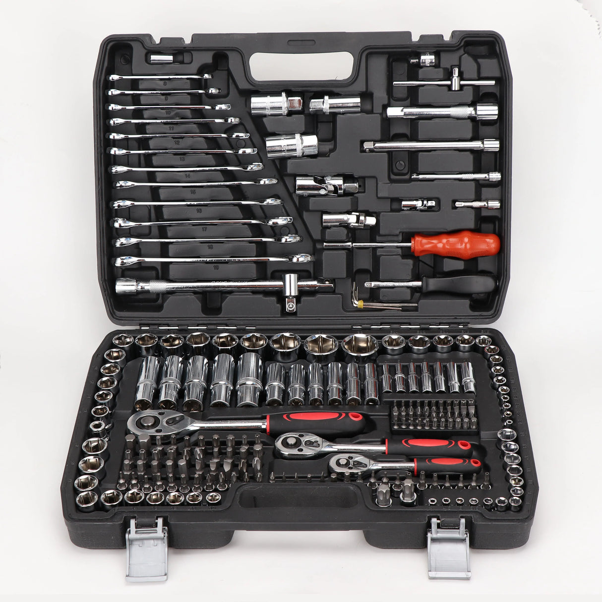 216PCS Professional Ratchet Wrench Socket Set 1/2" 1/4" 3/8" Wrench Repair Tool Home Repair Set with Black Box