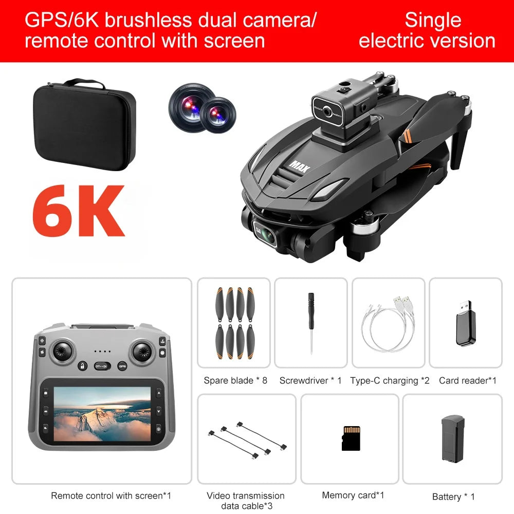 Lenovo V168 MAX 5GGPS Drone 4K Professional Camera Aerial FPV Brushless Avoiding Obstacle Large Screen 8K RC Folding Drones Toy