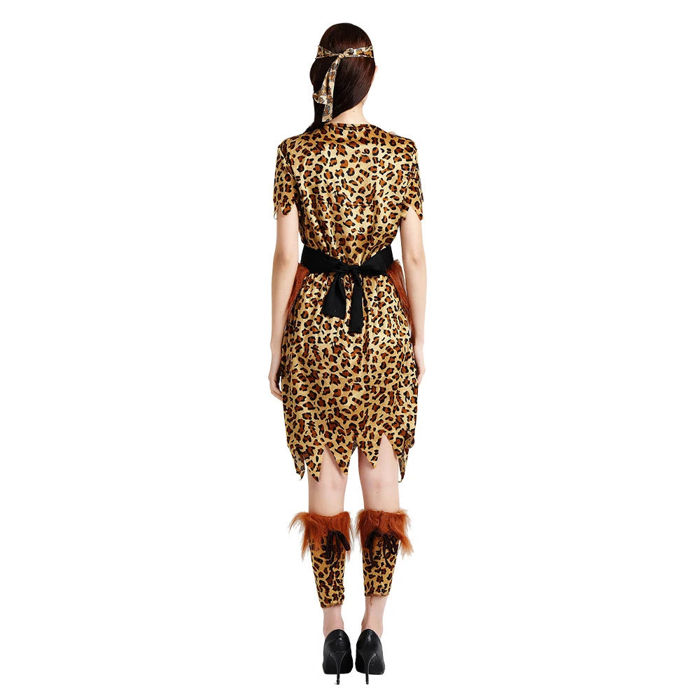 Adult Mens and Women Primitive Savages Costume Fred Flinstones Stone Age Indian Man Cosplay Female Carnival Mardi Gras Fancy Dre