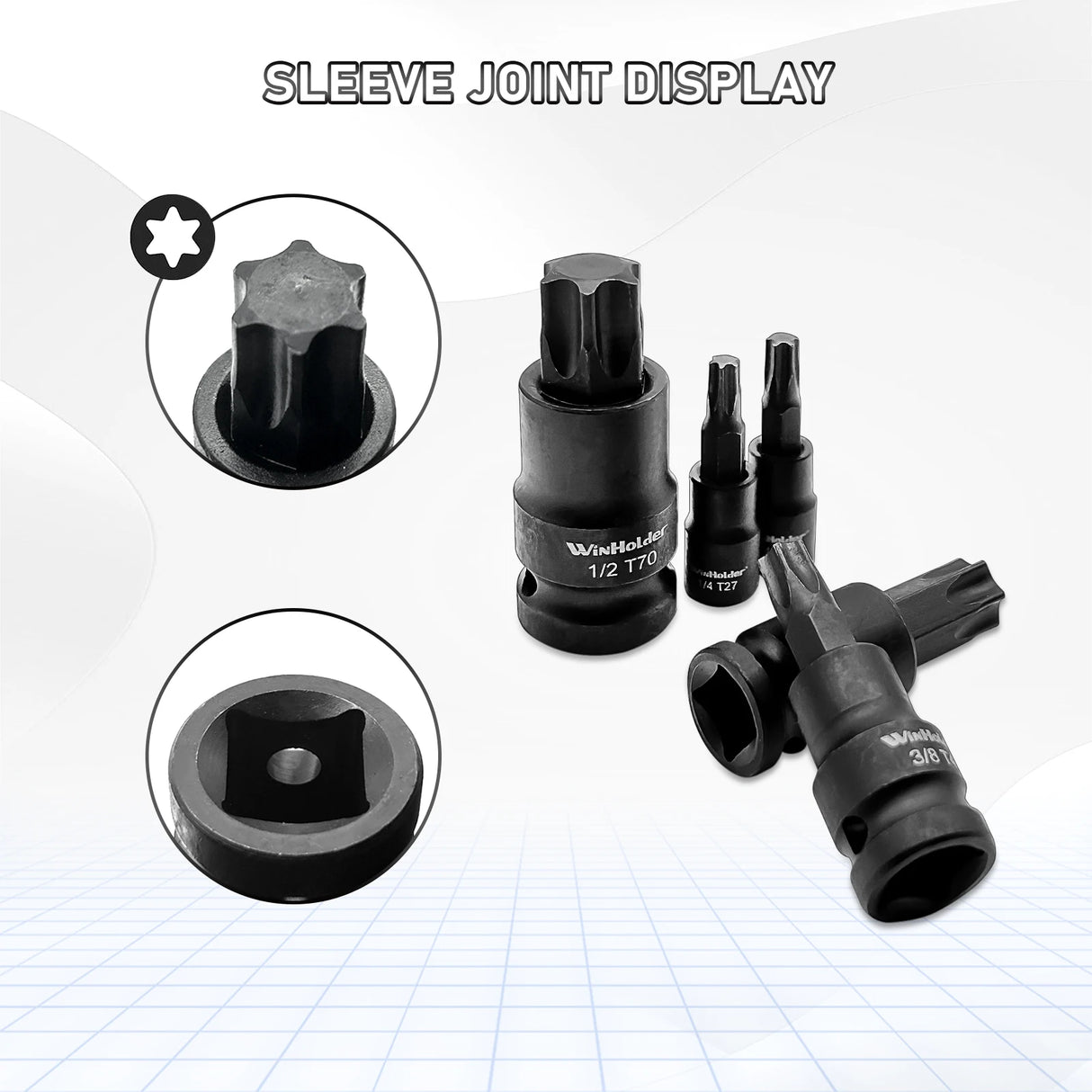 15Pcs/Set Impact Torx Bit Socket Set 1/4" 3/8" 1/2" lnch Drive Tools T6 To T30 TRX-Star Bits Sockets For Garage Repair Kit