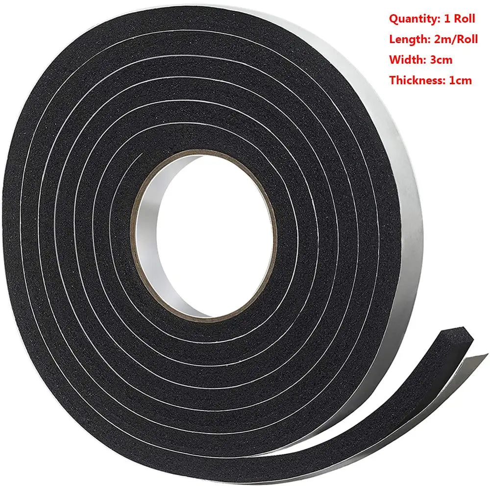 2M/Roll Foam Door Window Sealing Strip Weather Stripping Self-Adhesive Soundproof Windproof Dustproof Draught Excluder