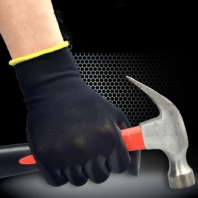 12 Pair Black /Grey/ horticulture Gloves Safety Work Gloves Repair Gloves Palm Coated Gloves Carpenter Repairman Supplies