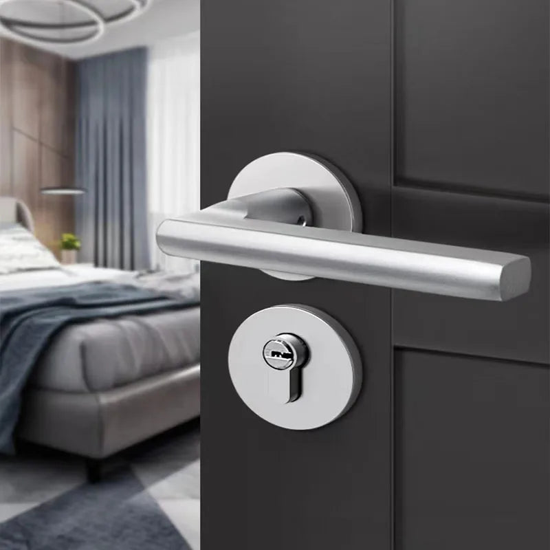 Black space aluminum door handle Interior / Bedroom door lock Split Silent door lock ,Door hardware