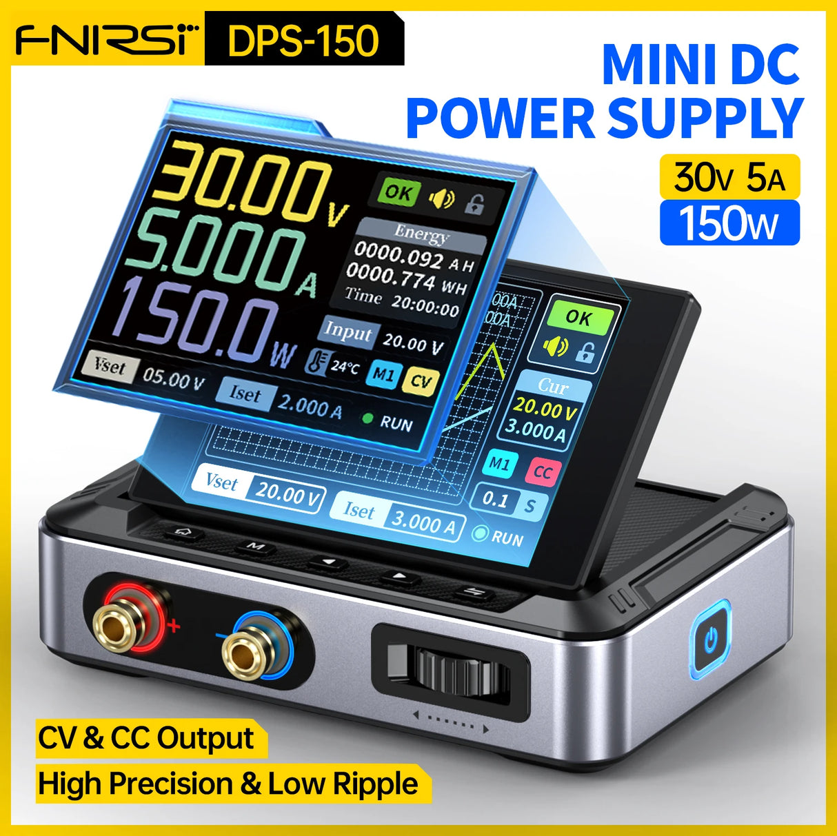 FNIRSI DPS-150 Laboratory DC Power Supply CNC Adjustable 30V 5A Digit Display Mini Portable Regulator Switching Power Supply