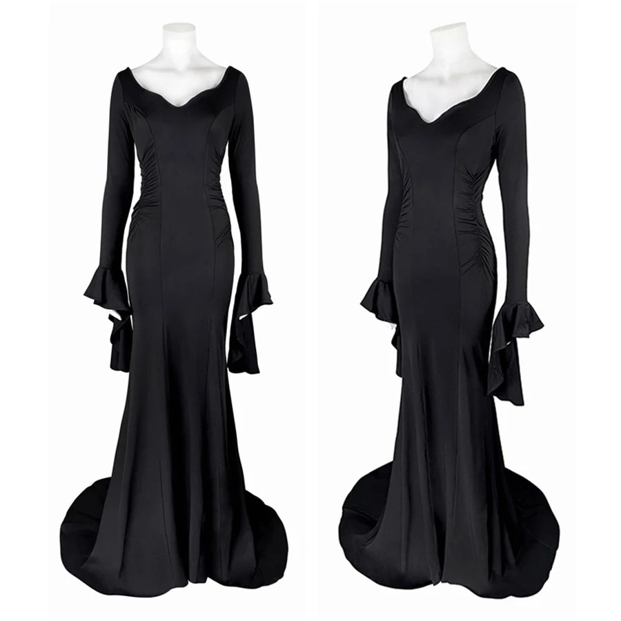 Morticia Addams Cosplay Costume Black Gothic Dress Sexy Dresses Gomez Addams Men Suit Uniform Halloween Party Costumes