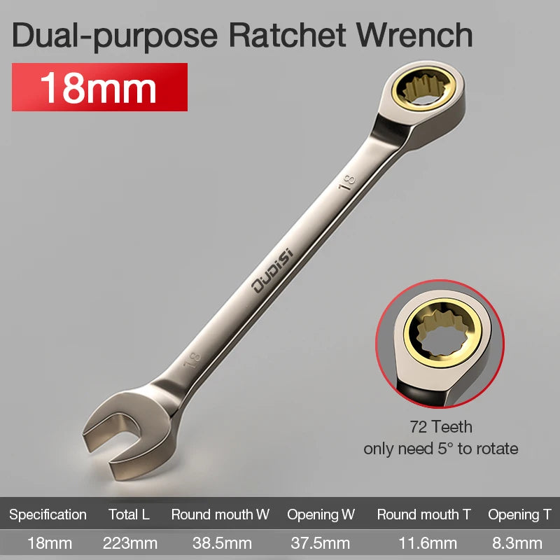 1Pc Key Wrench Flexible Golden Ratchet Wrenches Torque Universal Spanners for Car Repair Tools Metric Hand Tool