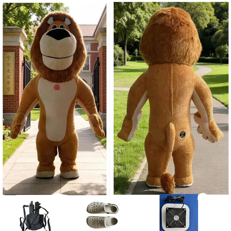 Cartoon Doll Giant Lion Inflatable Mascot Costume Animal Role Playing Lion Theme Stage Performance Wedding Celebration Costume