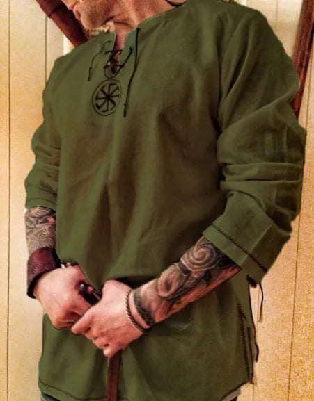 Halloween Knight Cosplay Medieval Renaissance Costume Robe Viking Men Long Sleeve Tops Costume Medieval Clothing Pirate Disguis