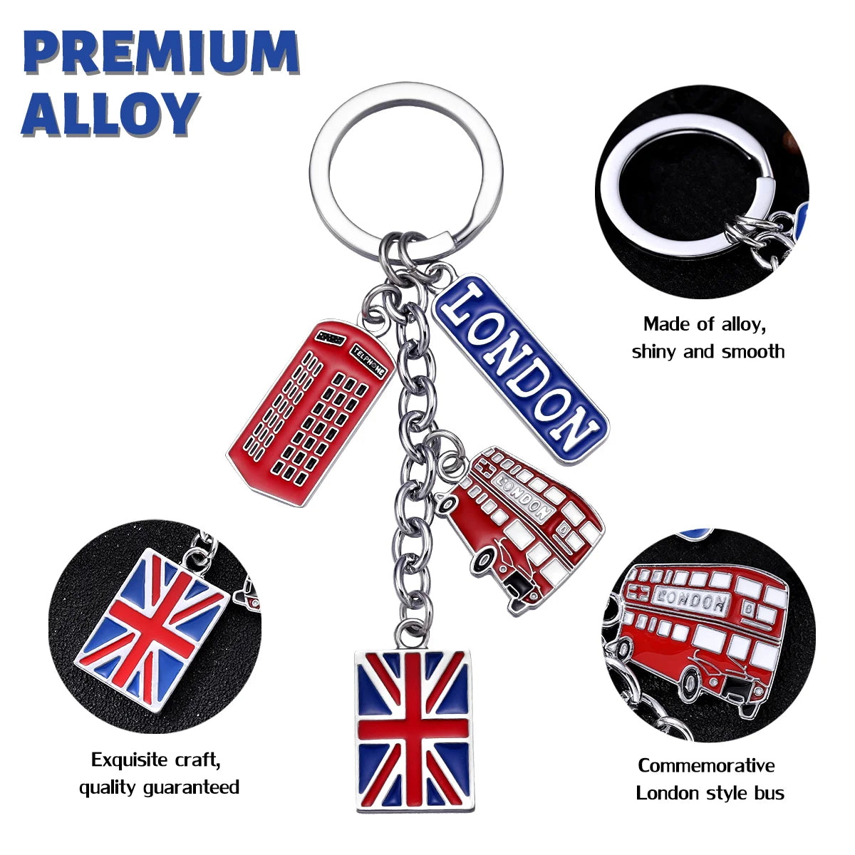 British Union Flag Keychain London Bus Souvenirs Uk Flag Travel Phone Box Metal Key Rings Promotional Gift For