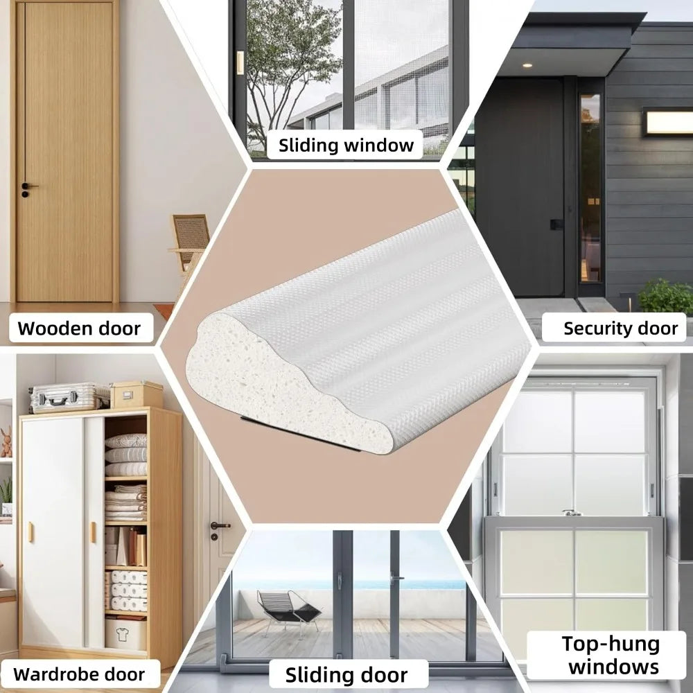 20M/2M Window Weather Seal Strip Acoustic Foam Sealing Strip White For Door Windows Windproof Soundproof Cotton Seal Gap Filler