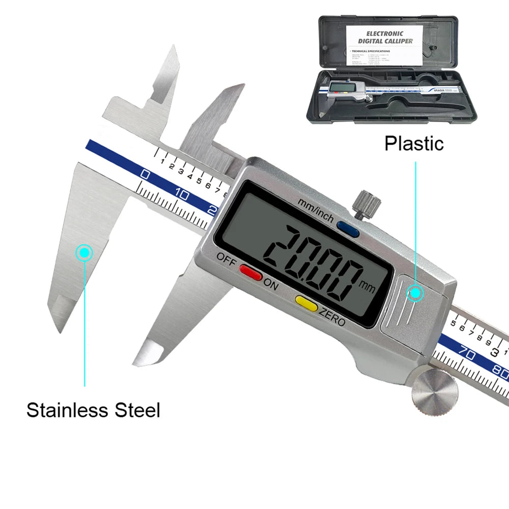 6 Inch 150mm Digital Vernier Caliper Stainless Steel Micrometer Measuring Tool Depth Ruler Messschieber Paquimetro