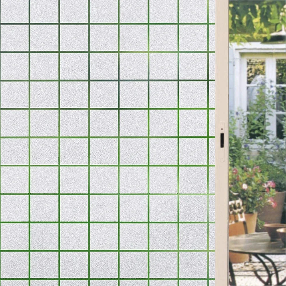 3D Frosted Decorative Window Film Privacy Static Cling Adhesive Stained Glass Film Matte Decals UV Protection Window Stickers