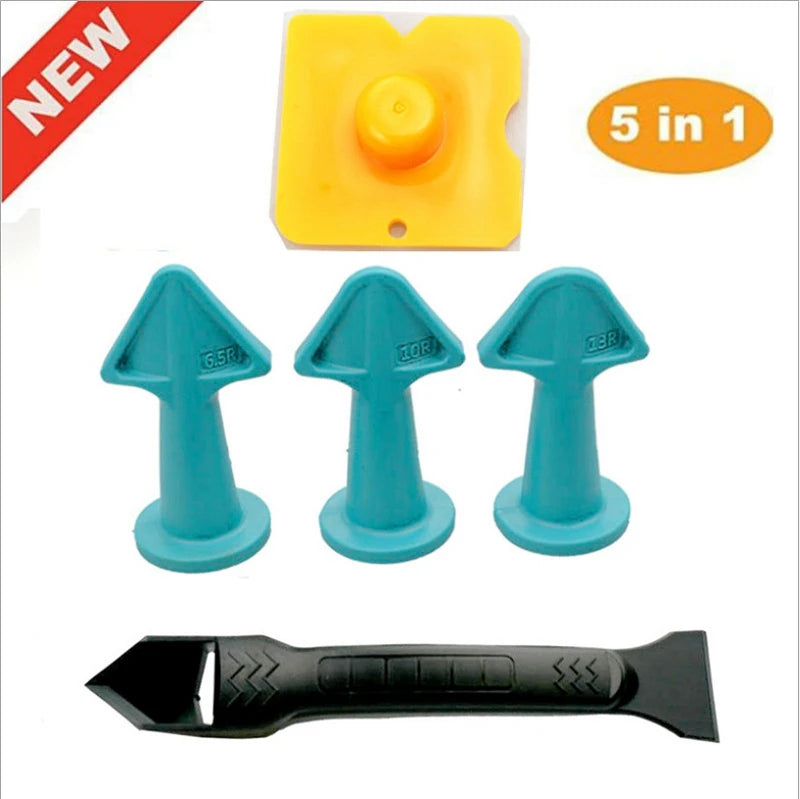 5pcs Caulking Nozzle Applicator Finishing Tool Spatula Plastic Glue Shovel Tile Brick Joints Floor Silicone Remover Grout Kit