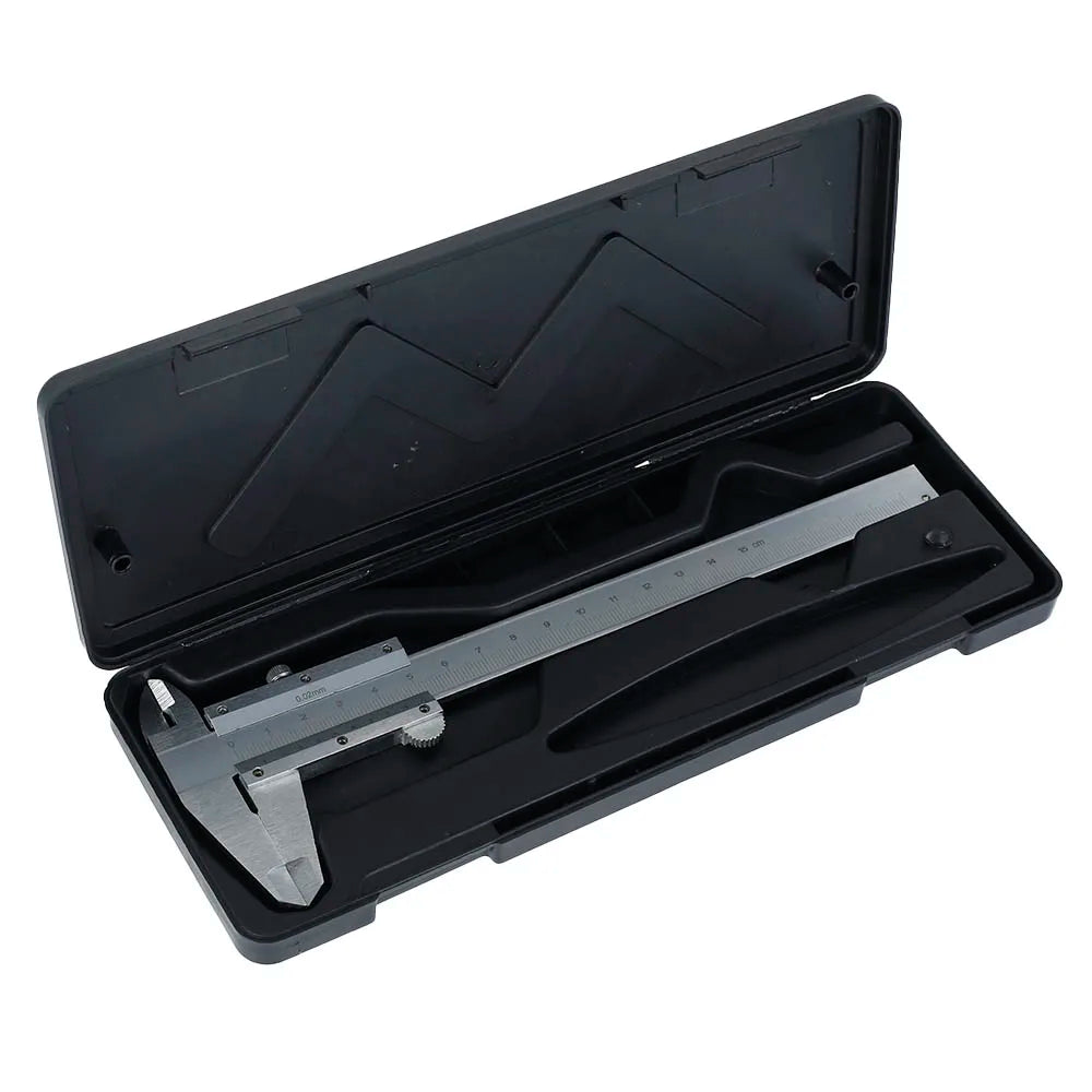 150MM 0-6" Marking Vernier Caliper High Accuracy Micrometer Stainless Steel Gauge Measuring Instrument Tools with Protective Box